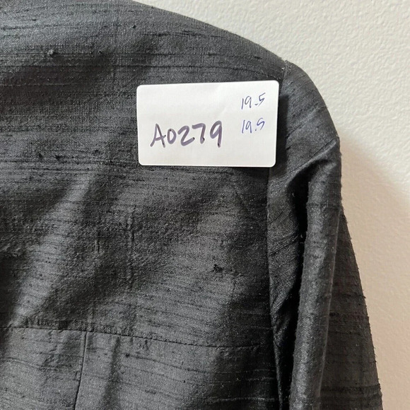 Vtg Y2K Maggy London Black 100% Silk Floral Embroidered Button Jacket Sz 10 Pet - Picture 11 of 11